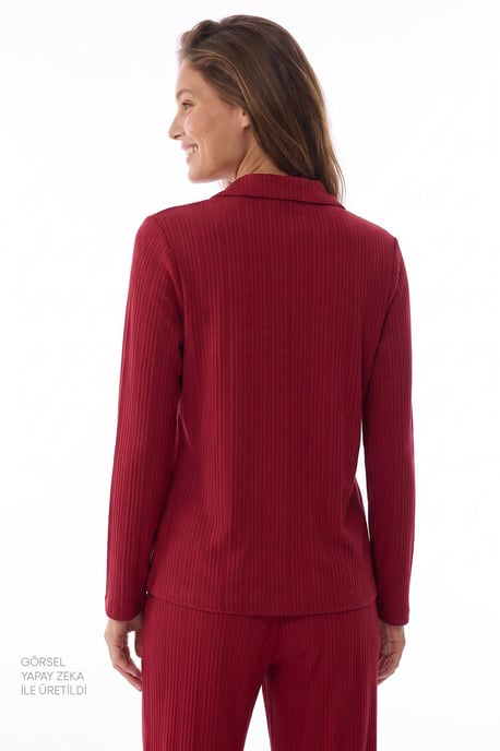 Lana Ribbed Long Sleeve Shirt Trousers Pyjama Set - Image 6