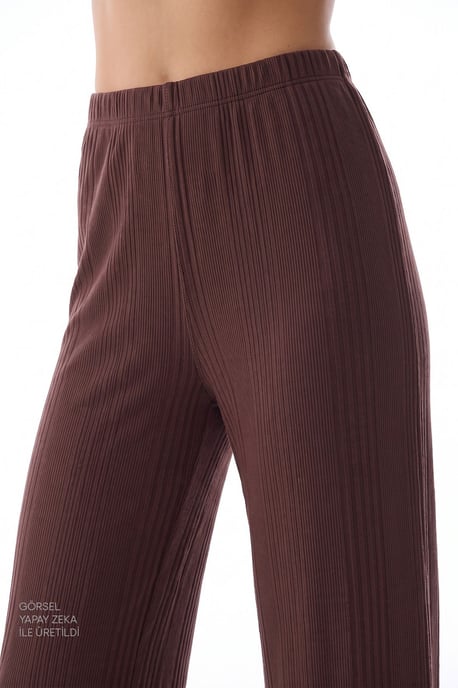 Sleep Mode Ribbed Long Pajama Set With Short Sleeves - Image 4