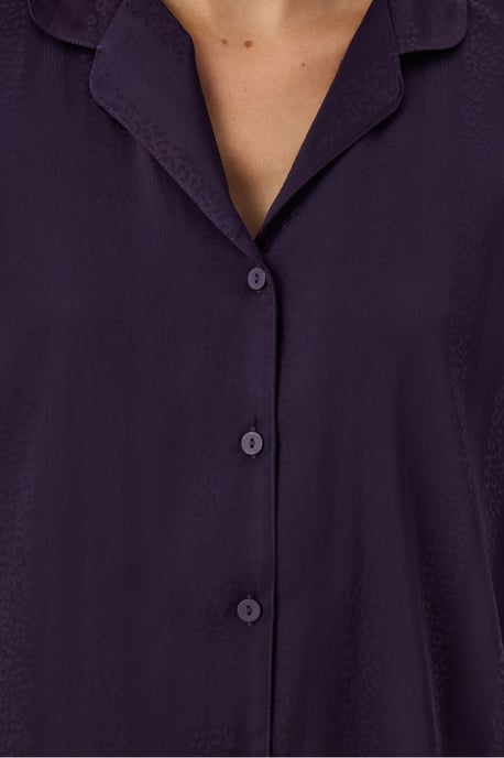 Midnight Satin Striped Long Sleeve Shirt Pants Pajama Set - Image 3