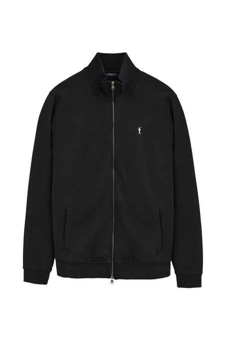 Zwarte sweater met rits, hoge kraag en geborduurd Rigby Go-logo - Image 1