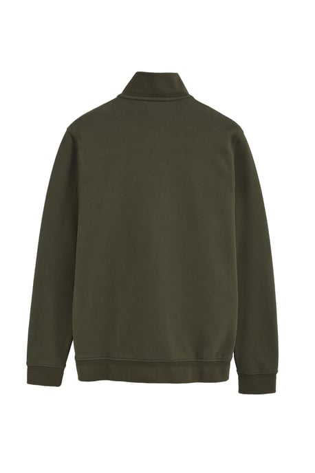 Legergroene sweater met rits, hoge kraag en geborduurd Rigby Go-logo - Image 2