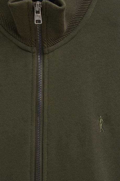 Legergroene sweater met rits, hoge kraag en geborduurd Rigby Go-logo - Image 3