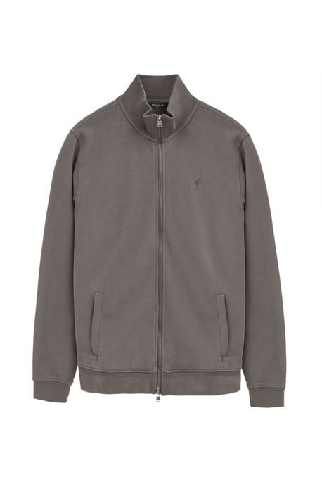 Asfaltgrijze sweater met rits, hoge kraag en geborduurd Rigby Go-logo - Image 1
