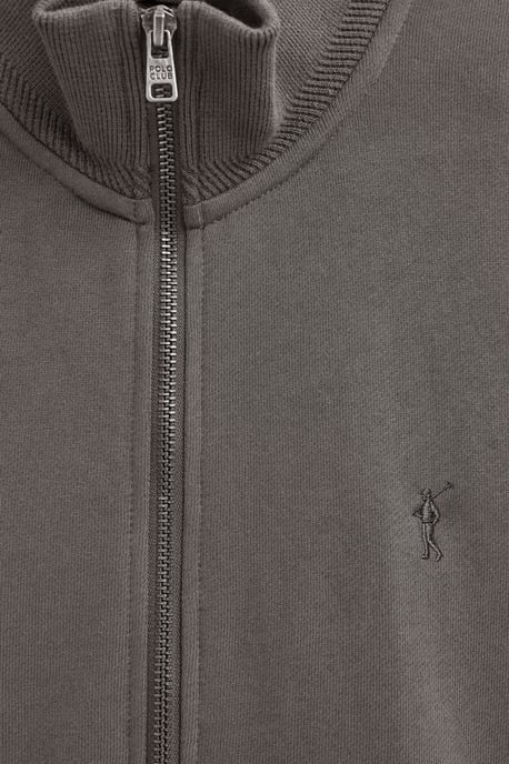 Asfaltgrijze sweater met rits, hoge kraag en geborduurd Rigby Go-logo - Image 3