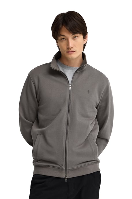 Asfaltgrijze sweater met rits, hoge kraag en geborduurd Rigby Go-logo - Image 4