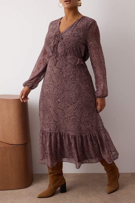 Trendyol Curve Dam Flerfärgad Paisley Maxi Lång Kväll / Vardag A-linje Plus size Klänning - Image 2