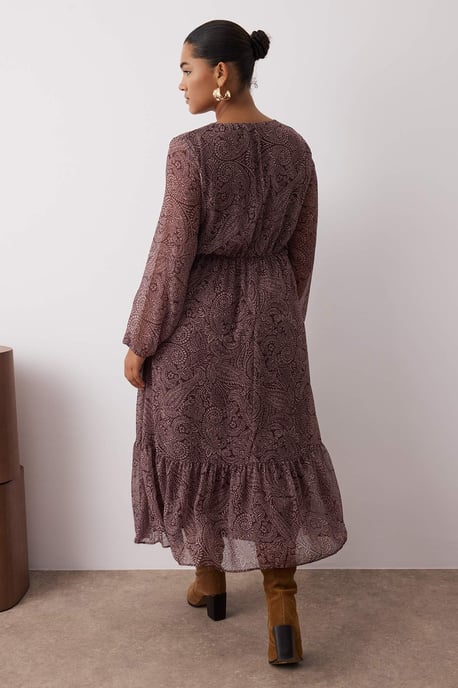 Trendyol Curve Dam Flerfärgad Paisley Maxi Lång Kväll / Vardag A-linje Plus size Klänning - Image 3