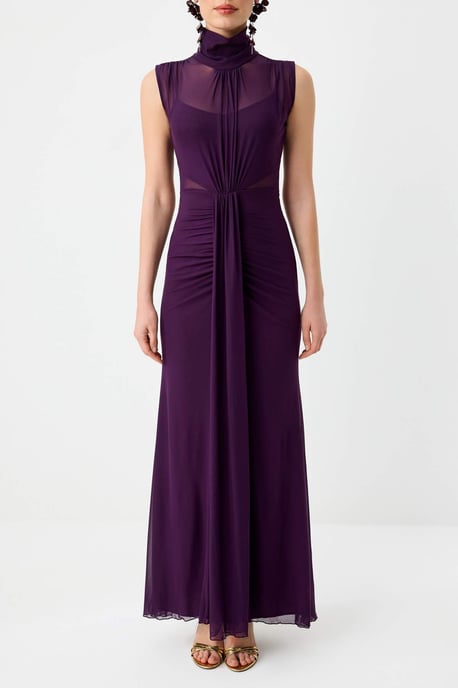 TRENDYOLMİLLA Women's Purple Plain Maxi Sleeveless Graduation / Prom Mermaid Evening & Prom Dress - Image 2