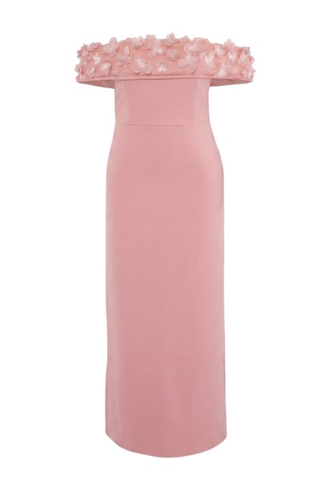 Trendyol Curve Dam Rosa Enfärgad Maxi Ärmlös Fest A-linje Plus size Klänning - Image 5