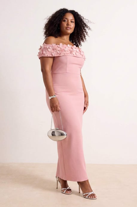 Trendyol Curve Dam Rosa Enfärgad Maxi Ärmlös Fest A-linje Plus size Klänning - Image 6