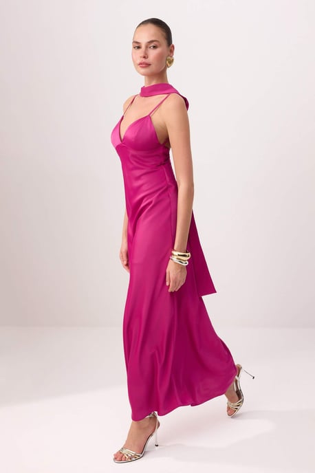 TRENDYOLMİLLA Dames Roze Effen Maxi Mouwloos Stijlvol/Avond A-lijn Jurken - Image 1