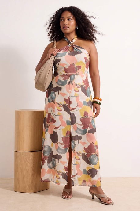 Trendyol Curve Dam Flerfärgad Grafiskt Maxi Ärmlös A-linje Plus size Klänning - Image 6