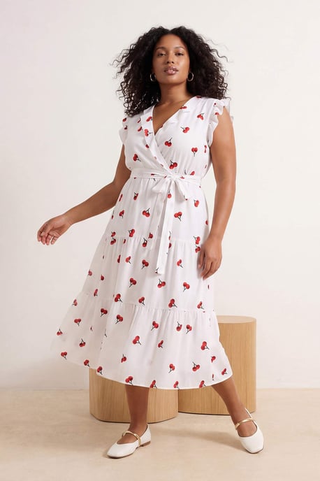 Trendyol Curve Dam Flerfärgad Grafiskt Maxi Ärmlös Casual A-linje Plus size Klänning - Image 6