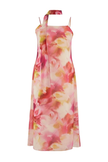 Trendyol Curve Dam Flerfärgad Blommig Maxi Ärmlös Rak Plus size Klänning - Image 3