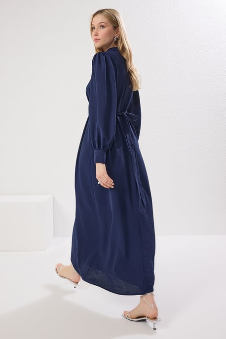Trendyol Modest Women's Dark blue Plain Maxi Long Casual Shift Modest Dresses - Image 4