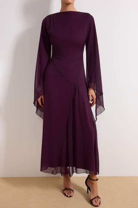 Trendyol Modest Dames Paars Effen Maxi Lang Stijlvol/Avond Recht Modest Jurken - Image 3