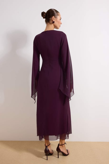 Trendyol Modest Dames Paars Effen Maxi Lang Stijlvol/Avond Recht Modest Jurken - Image 4