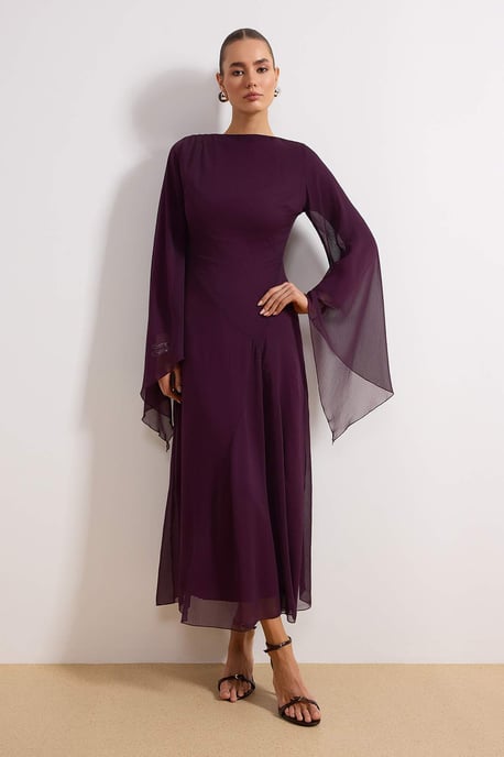 Trendyol Modest Dames Paars Effen Maxi Lang Stijlvol/Avond Recht Modest Jurken - Image 5