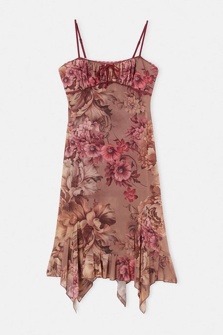 Trendyol Curve Dam Flerfärgad Blommig Maxi Ärmlös Elegant/Kväll Rak Plus size Klänning - Image 4