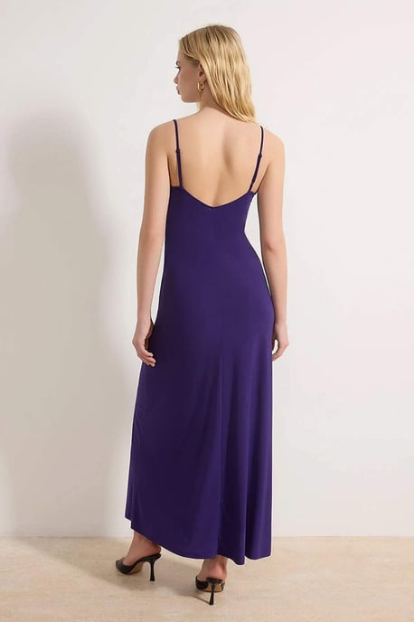 TRENDYOLMİLLA Dames Paars Effen Maxi Mouwloos Casual A-lijn Jurken - Image 3
