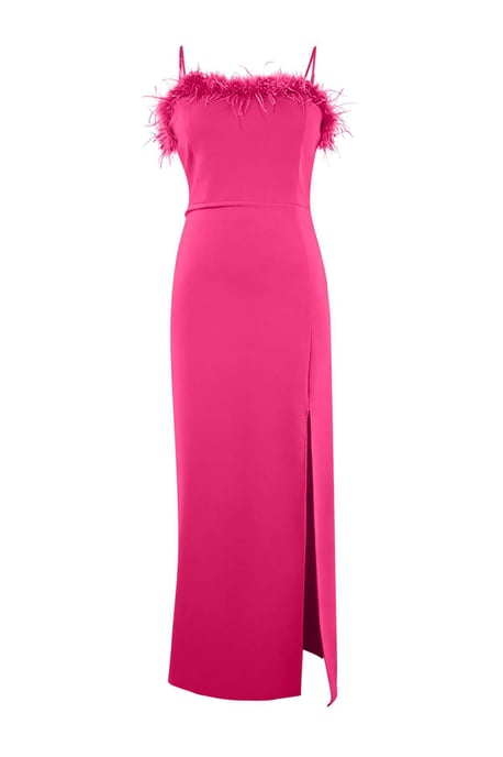 Trendyol Curve Dam Rosa Enfärgad Maxi Ärmlös Bal Rak Plus size Klänning - Image 3