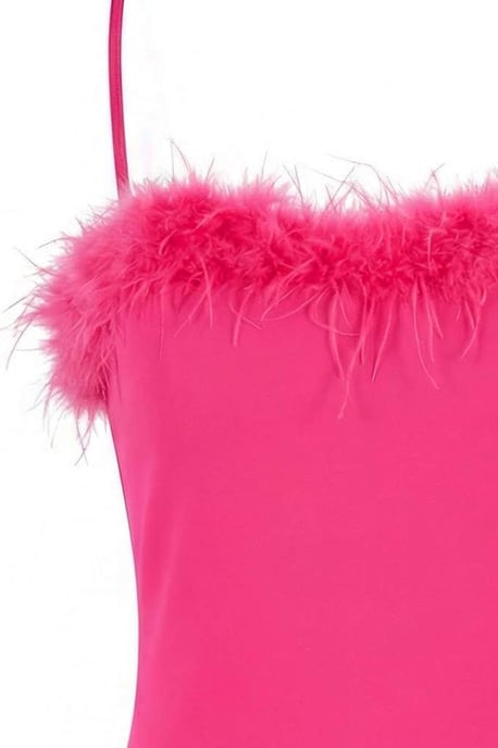 Trendyol Curve Dam Rosa Enfärgad Maxi Ärmlös Bal Rak Plus size Klänning - Image 4