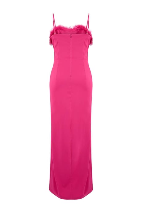 Trendyol Curve Dam Rosa Enfärgad Maxi Ärmlös Bal Rak Plus size Klänning - Image 5