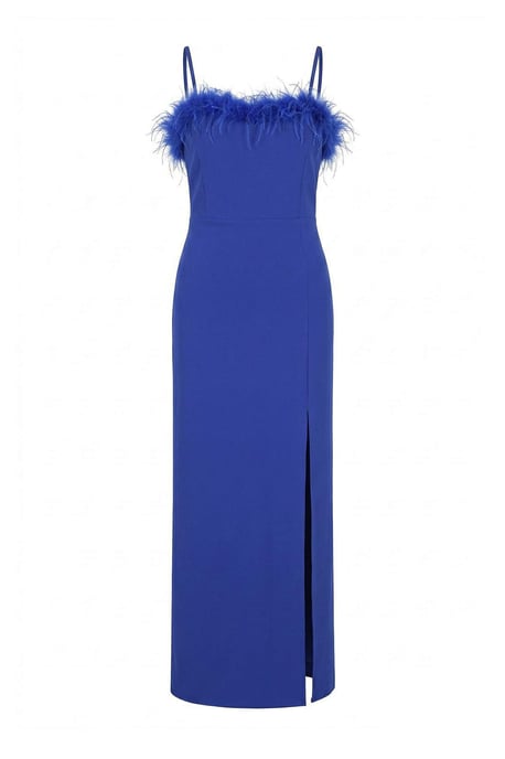 Trendyol Curve Dam Blå Enfärgad Maxi Ärmlös Bal Rak Plus size Klänning - Image 4
