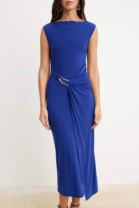 TRENDYOLMİLLA Dames Blauw Effen Maxi Mouwloos Stijlvol/Avond Bodycon Jurken - Image 2