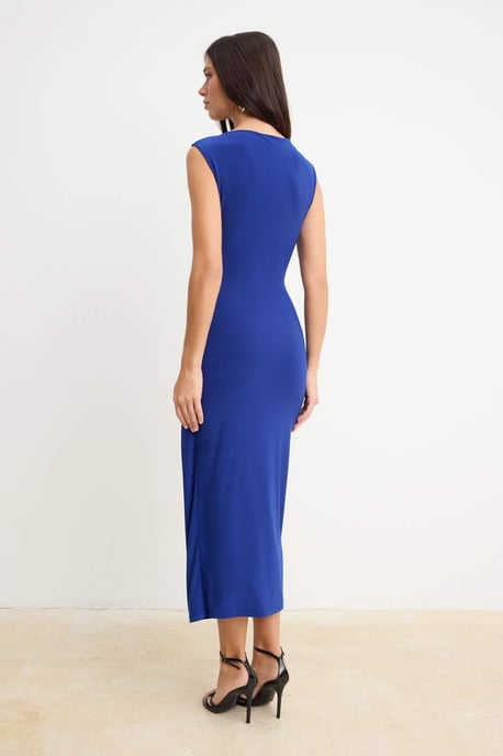 TRENDYOLMİLLA Dames Blauw Effen Maxi Mouwloos Stijlvol/Avond Bodycon Jurken - Image 3