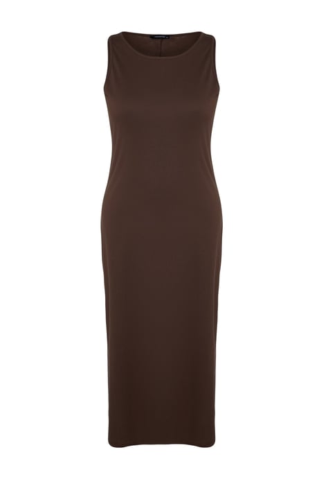 Trendyol Curve Dam Brun Enfärgad Maxi Ärmlös Casual Rak Plus size Klänning - Image 5