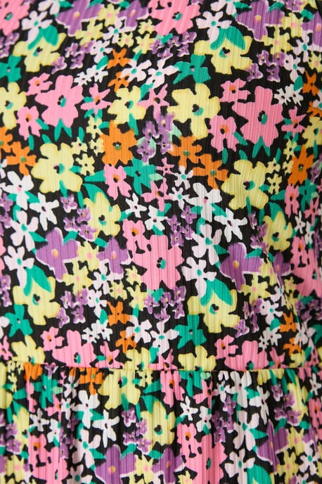 Trendyol Curve Dam Flerfärgad Blommig Maxi Kort Elegant/Kväll A-linje Plus size Klänning - Image 4