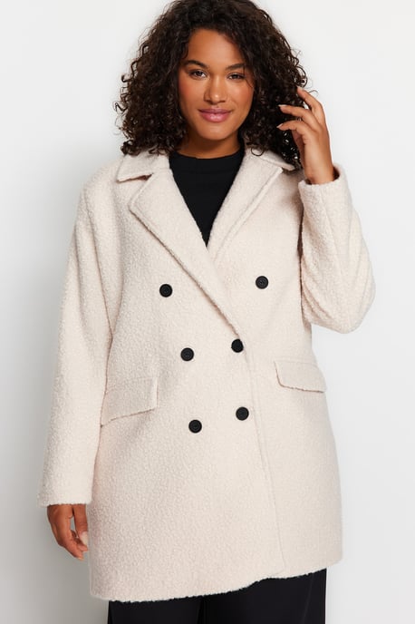 Trendyol Curve Dam Grå Enfärgad Lång Regular fit Plus size Kappor - Image 2