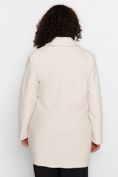 Trendyol Curve Dam Grå Enfärgad Lång Regular fit Plus size Kappor - Image 4
