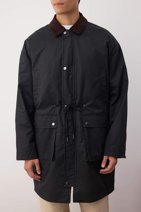 TRENDYOL MAN Men's Black Plain Long Fitted Winter Jackets - Image 2