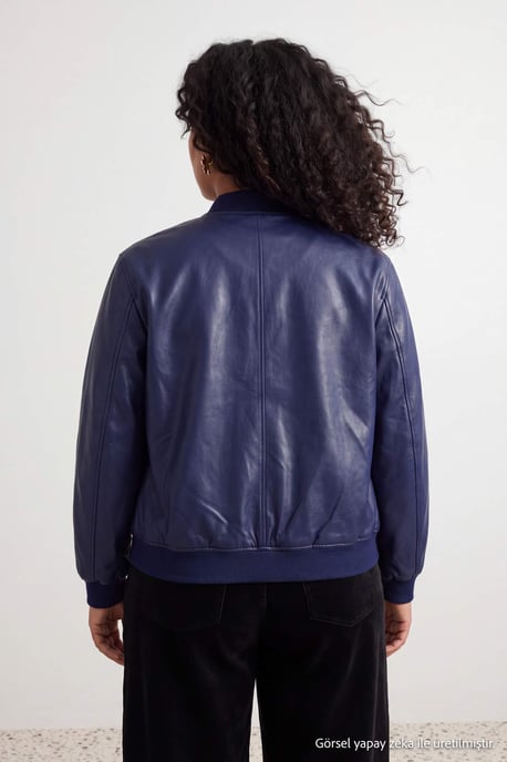 Trendyol Curve Dam Mörkblå Enfärgad Lång Regular fit Plus size Kappor - Image 3