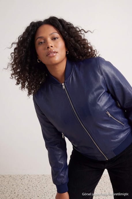 Trendyol Curve Dam Mörkblå Enfärgad Lång Regular fit Plus size Kappor - Image 6