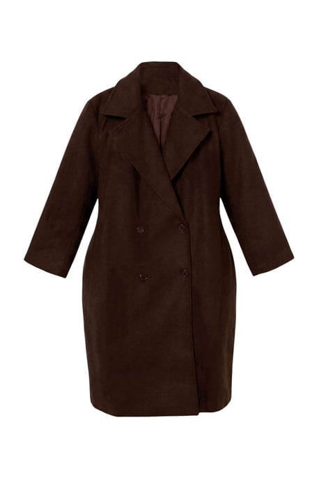 Trendyol Curve Dam Brun Enfärgad Lång Oversize Plus size Kappor - Image 3