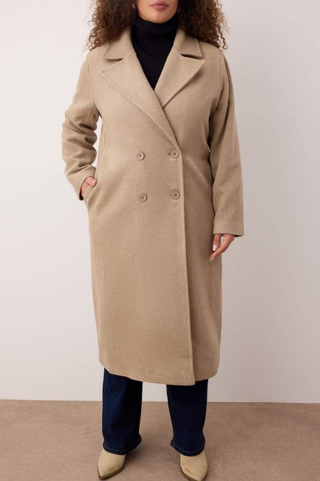 Trendyol Curve Dam Grå Enfärgad Lång Oversize Plus size Kappor - Image 2