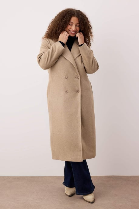Trendyol Curve Dam Grå Enfärgad Lång Oversize Plus size Kappor - Image 6