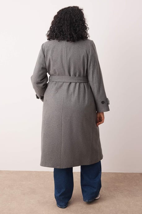 Trendyol Curve Dam Grå Enfärgad Lång Regular fit Plus size Kappor - Image 3