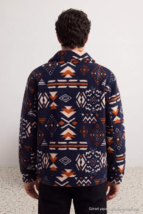 TRENDYOL MAN Men's Dark blue Graphic Long Oversize Winter Jackets - Image 4