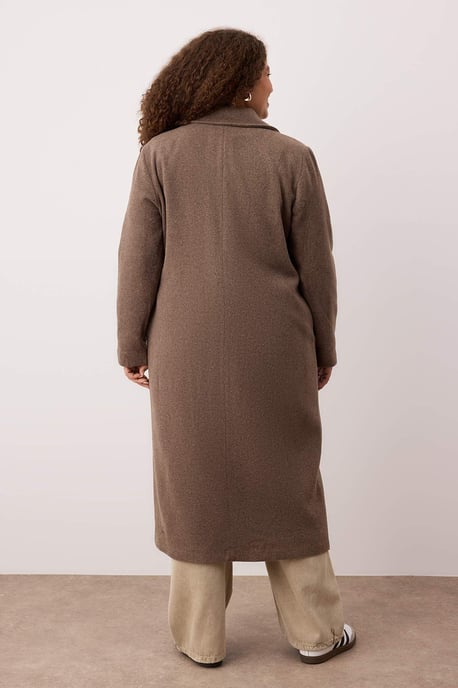 Trendyol Curve Dam Brun Enfärgad Lång Oversize Plus size Kappor - Image 3
