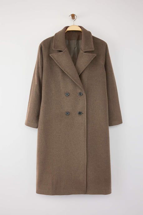 Trendyol Curve Dam Brun Enfärgad Lång Oversize Plus size Kappor - Image 4