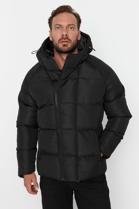 TRENDYOL MAN Men's Black Plain Long Oversize Winter Jackets - Image 2