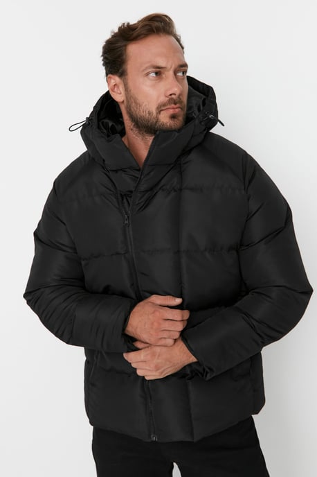 TRENDYOL MAN Men's Black Plain Long Oversize Winter Jackets - Image 3