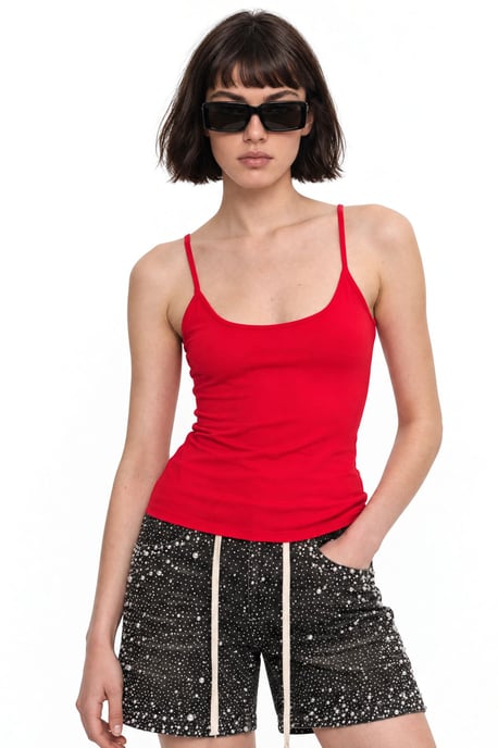 Fitted U Collar Knitted Tank Top - Image 1