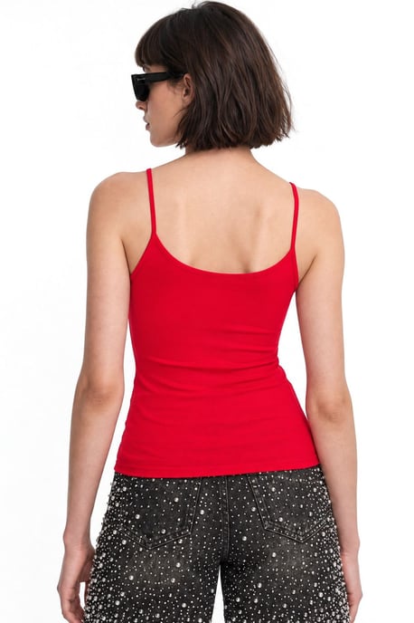 Fitted U Collar Knitted Tank Top - Image 3