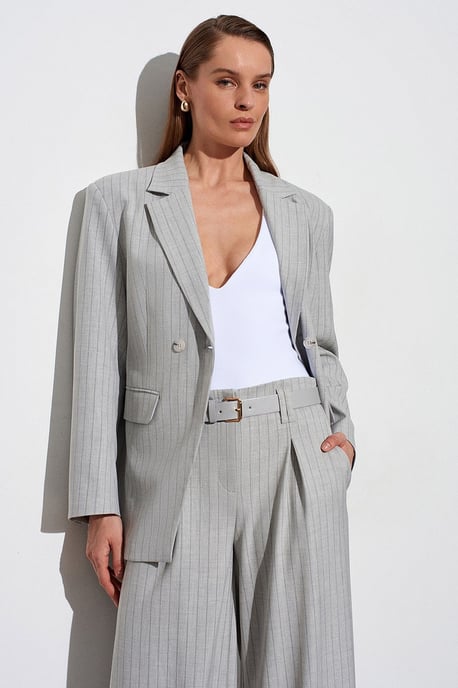 High-Waist Striped Capri Wide-Leg Trousers - Image 3