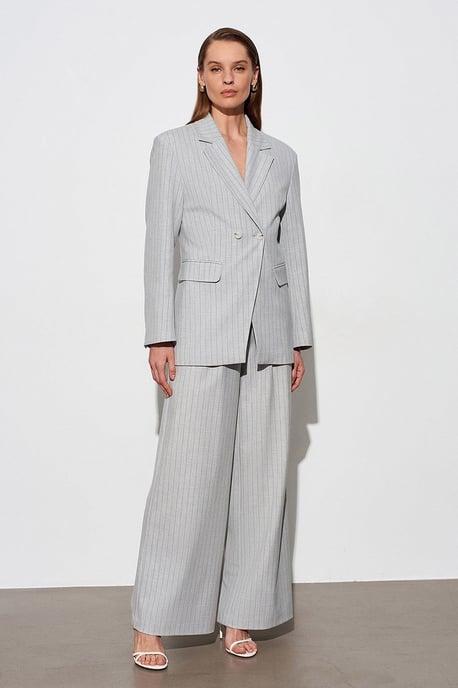 High-Waist Striped Capri Wide-Leg Trousers - Image 5